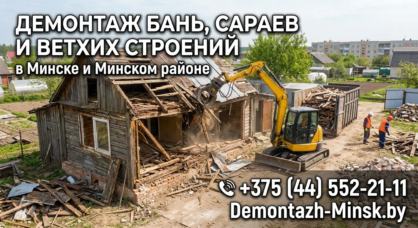 Демонтаж бань, сараев, ветхих строений в Минске и Минском районе