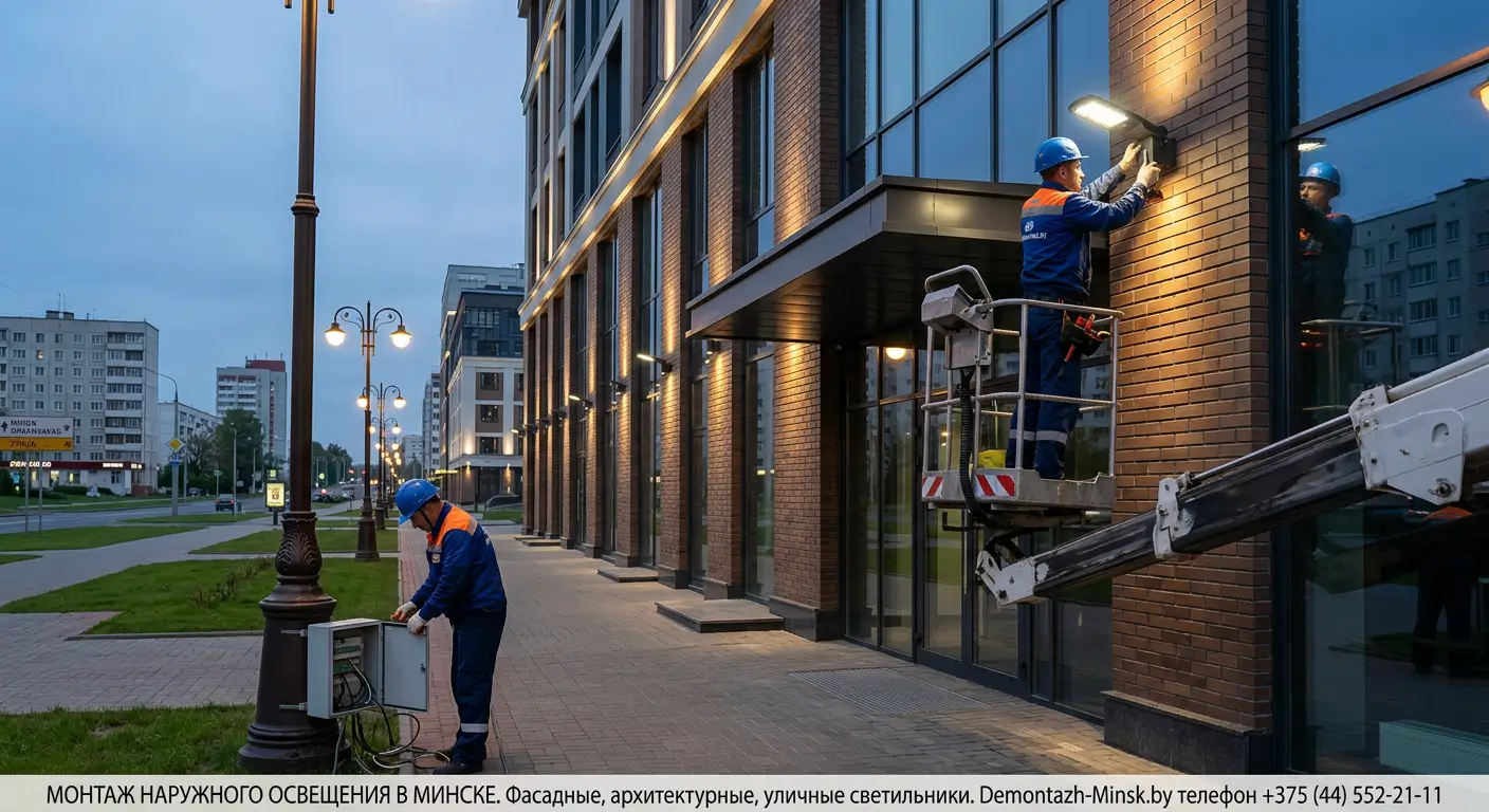 Монтаж наружного освещения в Минске