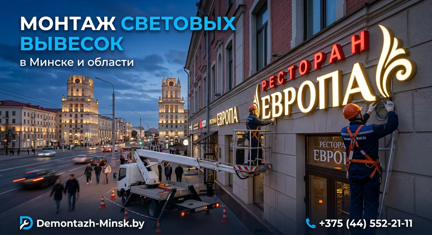 Монтаж световых вывесок в Минске