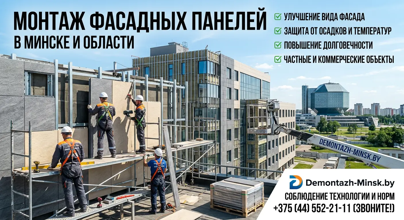 Монтаж фасадных панелей в Минске