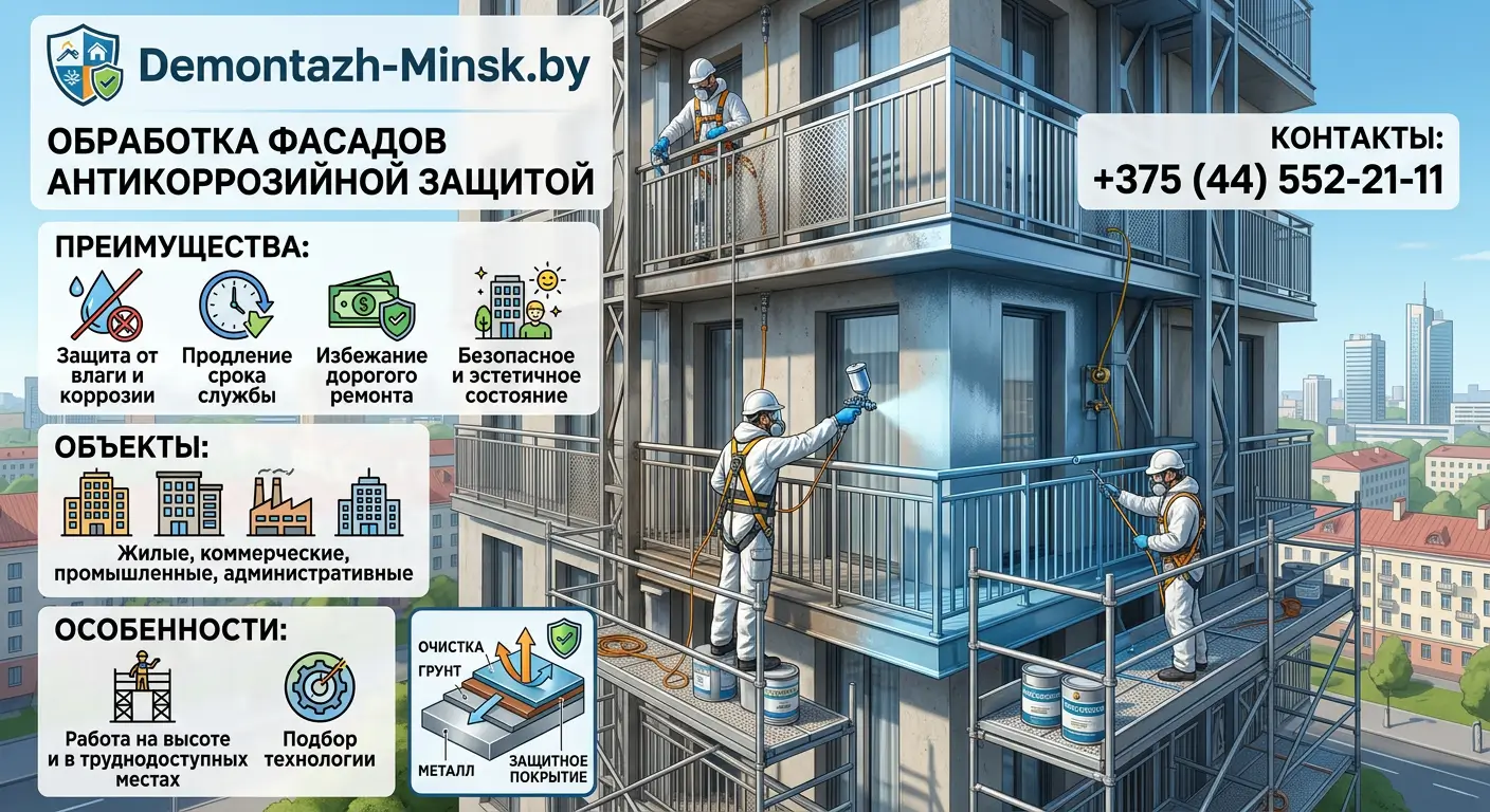 Обработка фасадов антикоррозийной защитой в Минске