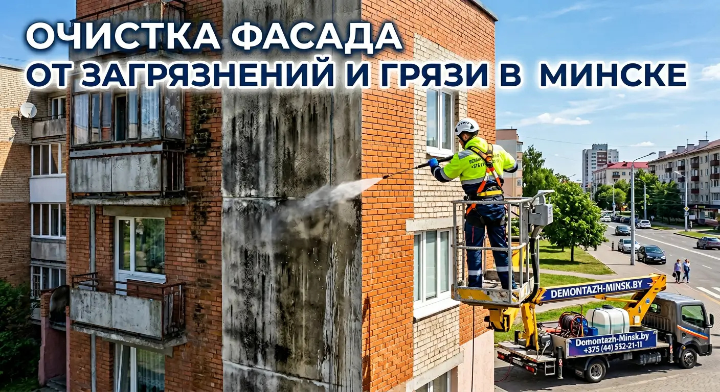 Очистка фасада от загрязнений и грязи в Минске