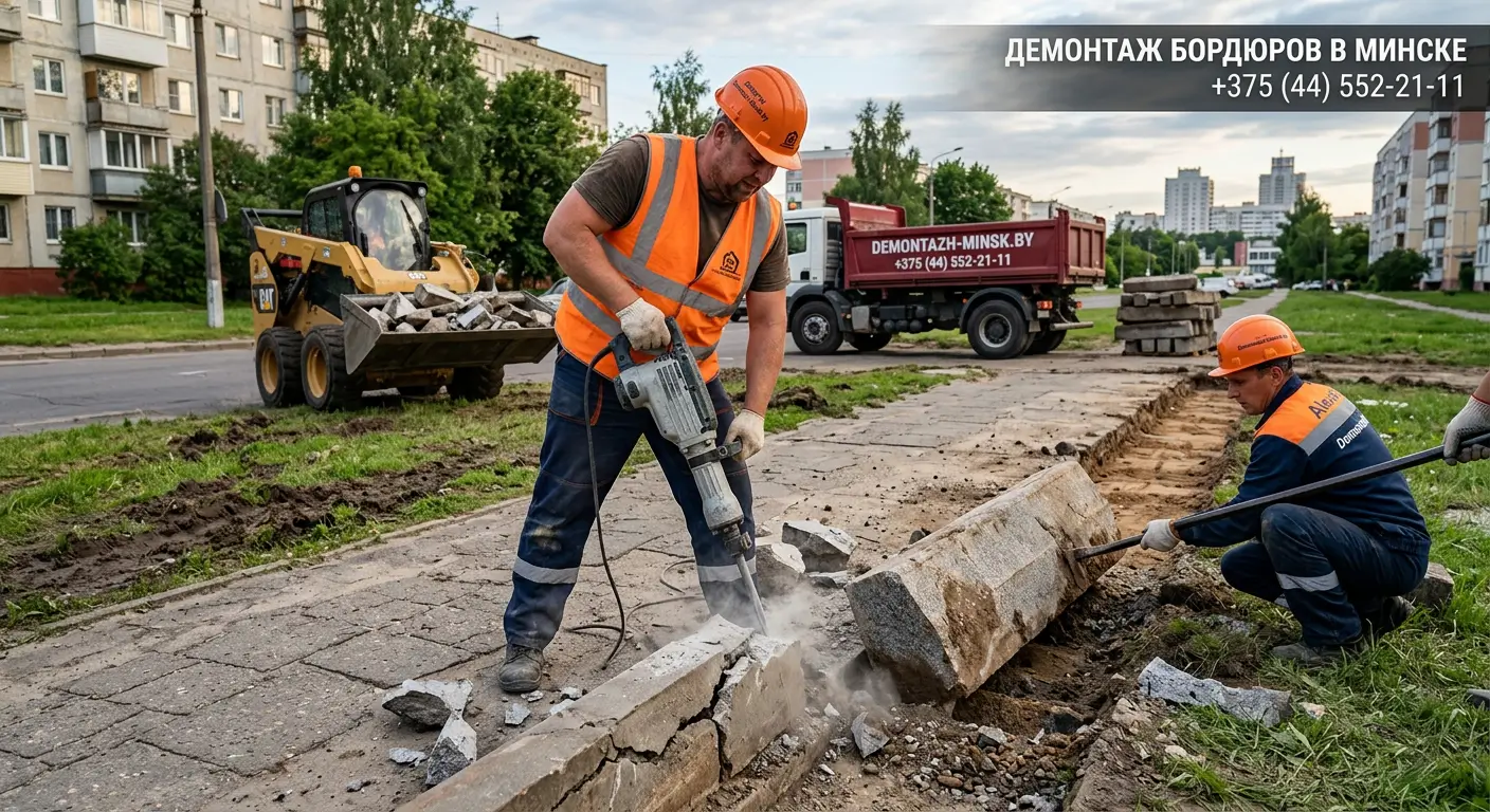 Демонтаж бордюров в Минске и Минском районе