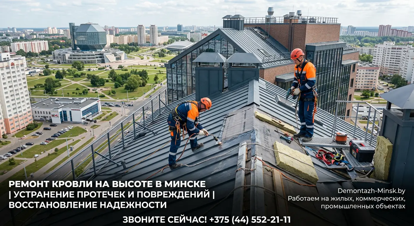 Ремонт кровли на высоте в Минске
