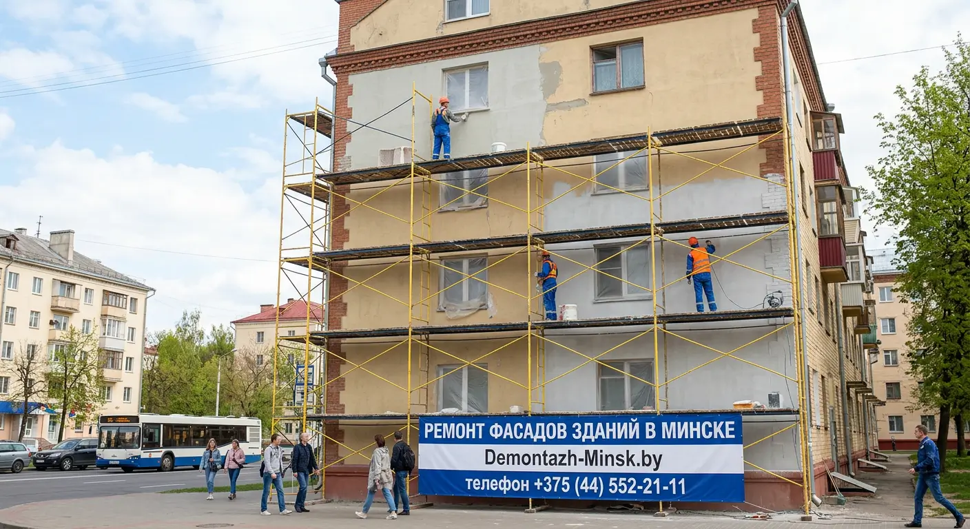 Ремонт фасадов зданий в Минске