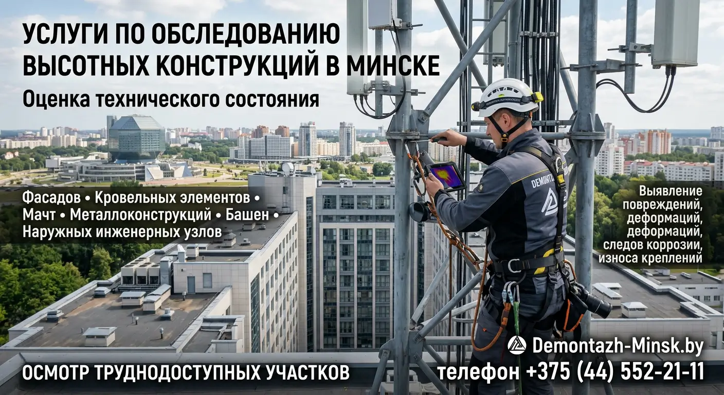 Услуги по обследованию высотных конструкций в Минске