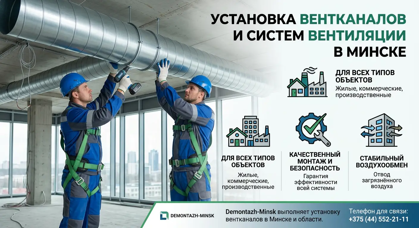 Установка вентканалов и систем вентиляции в Минске
