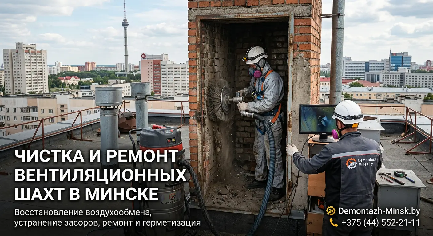 Чистка и ремонт вентиляционных шахт в Минске