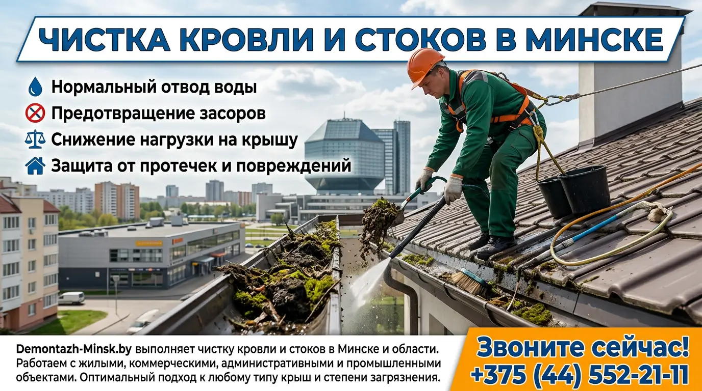 Чистка кровли и стоков в Минске