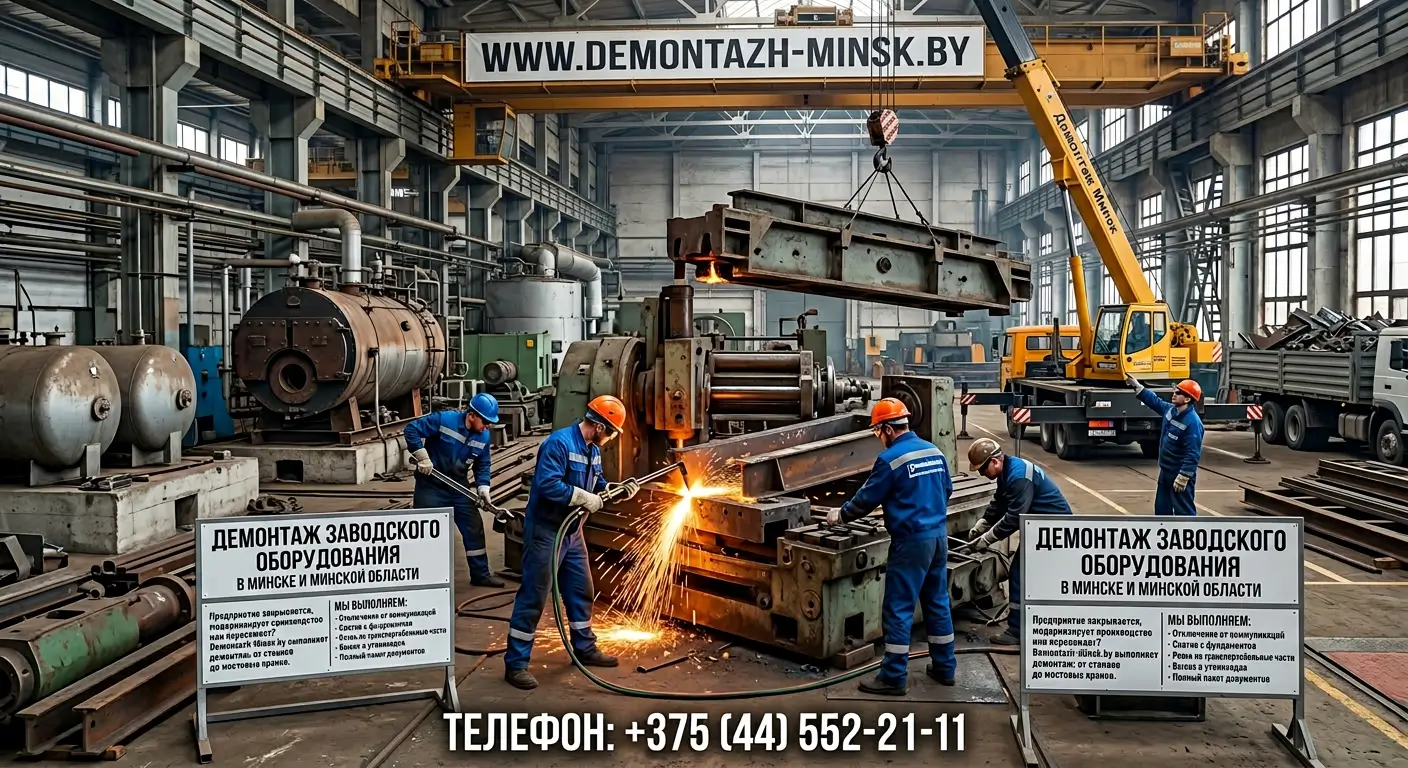 Демонтаж заводского оборудования в Минске и Минской области
