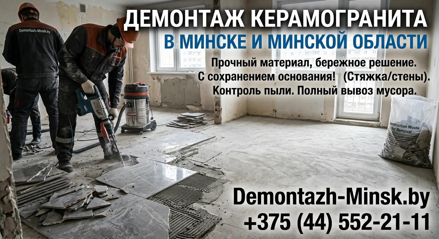 Демонтаж керамогранита в Минске и Минской области