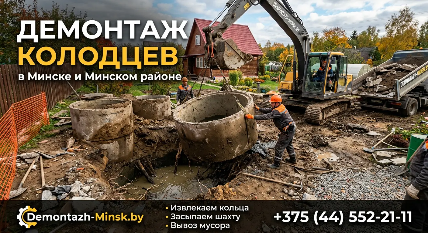 Демонтаж колодцев в Минске и Минском районе