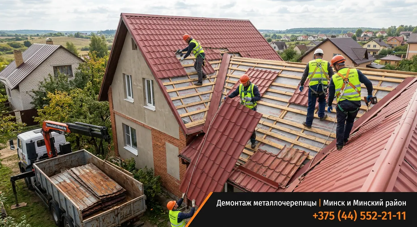 Демонтаж металлочерепицы в Минске и Минском районе