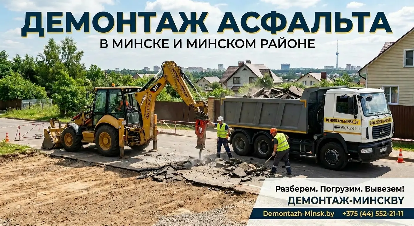 Демонтаж асфальта в Минске и Минском районе