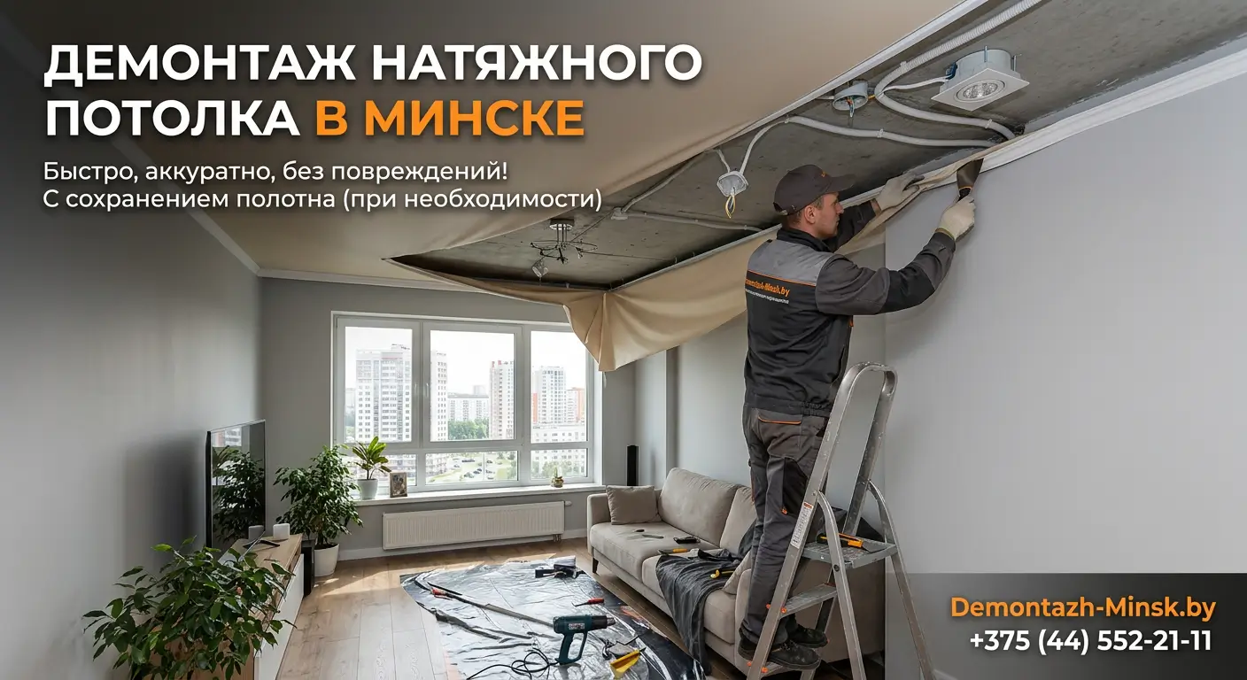 Демонтаж натяжного потолка в Минске