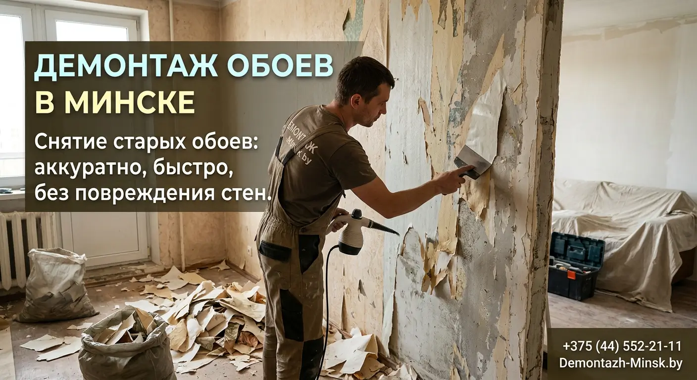 Демонтаж обоев в Минске