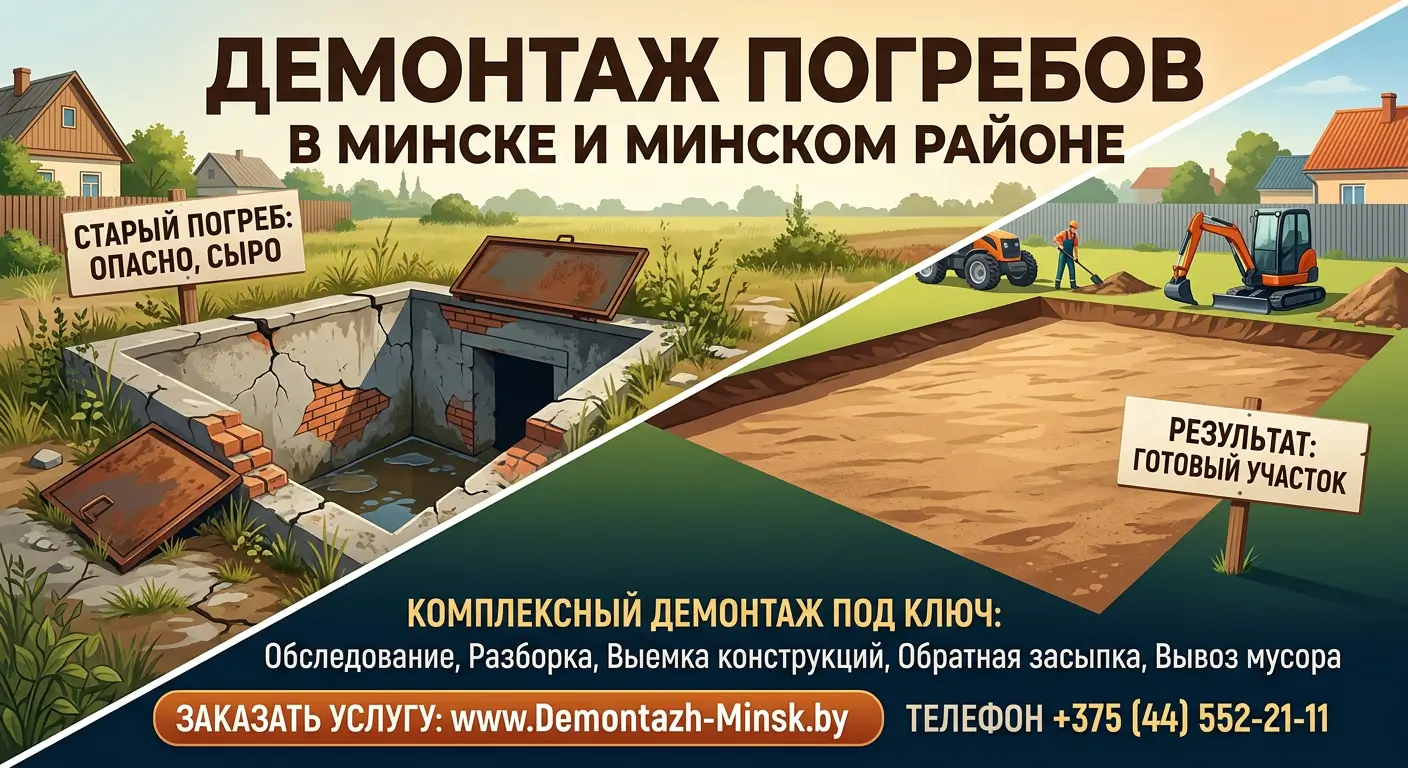 Демонтаж погребов в Минске и Минском районе