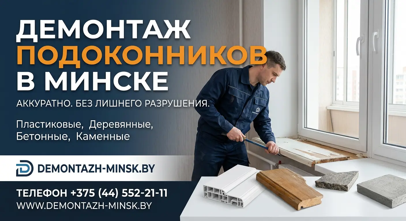 Демонтаж подоконников в Минске