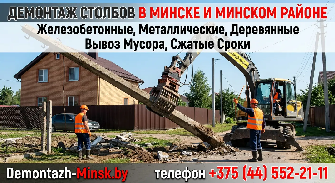 Демонтаж столбов в Минске и Минском районе