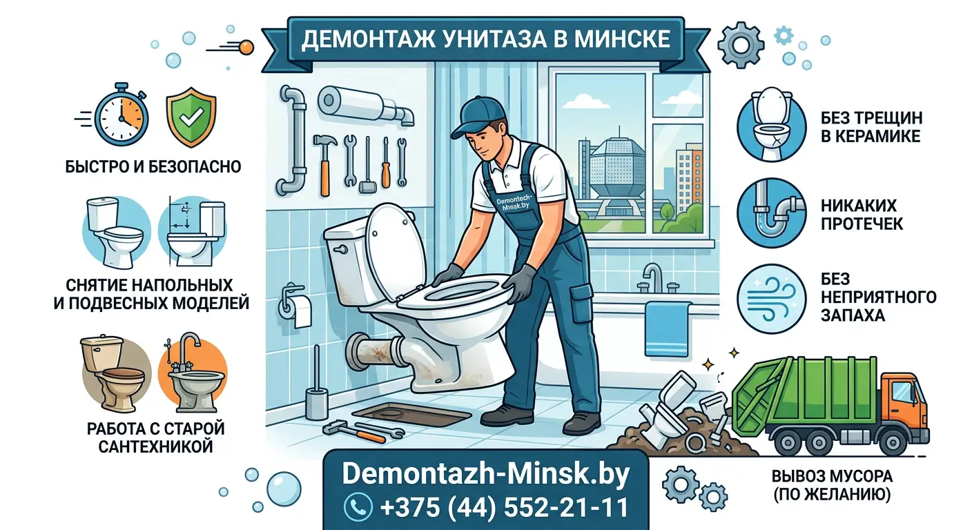 Демонтаж унитаза в Минске