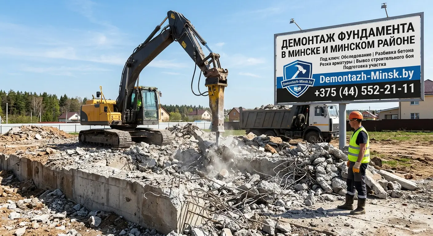 Демонтаж фундамента в Минске и Минском районе