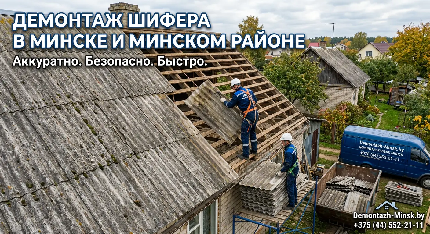 Демонтаж шифера в Минске и Минском районе